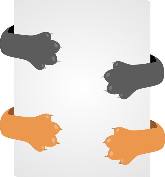 猫躲在海报后面的橙色爪子和灰色图片下载