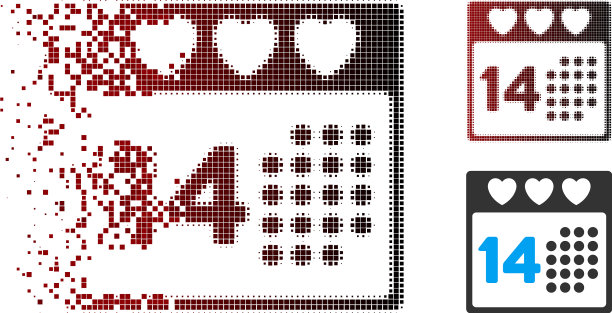 溶解像素半色调情人节图标图片下载