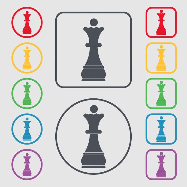 圆形国际象棋皇后图标符号标志图片下载