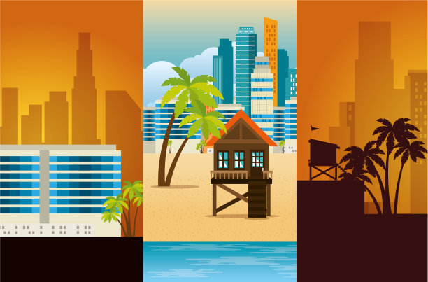 迈阿密海滩的城市景观设置场景图片下载