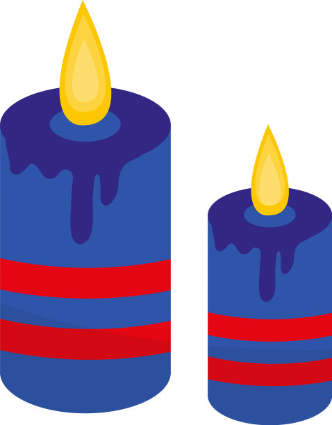 蓝色蜡烛图标平风格孤立在白色图片下载