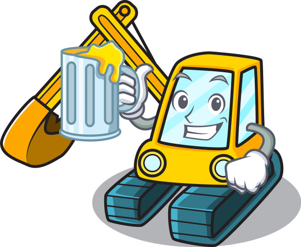用果汁挖掘机吉祥物卡通风格图片下载