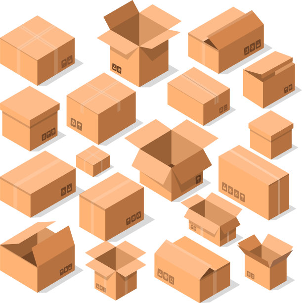 空打开纸箱图标集图片下载