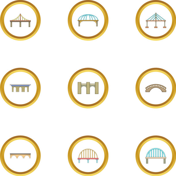 各种桥梁图标设置卡通风格图片下载