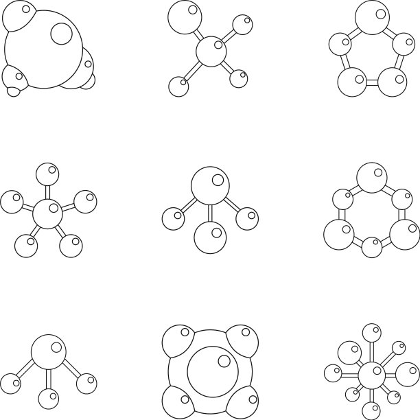 分子连接图标设置卡通风格图片下载