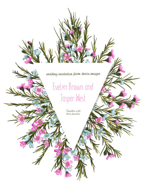 可爱的乡村鲜花贺卡婚礼图片下载