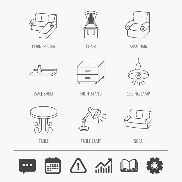 角落沙发、桌子和扶手椅图标图片下载