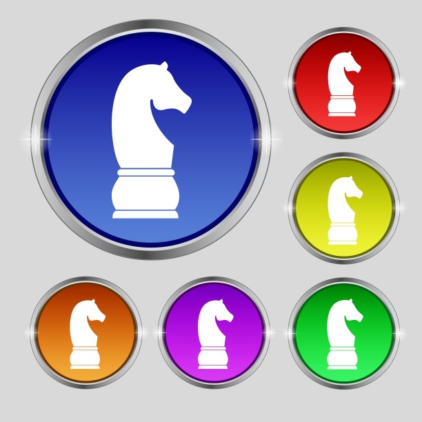 国际象棋骑士图标圆形明亮符号图片下载