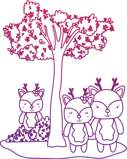 退化的轮廓好看的鹿朋友和动物图片下载