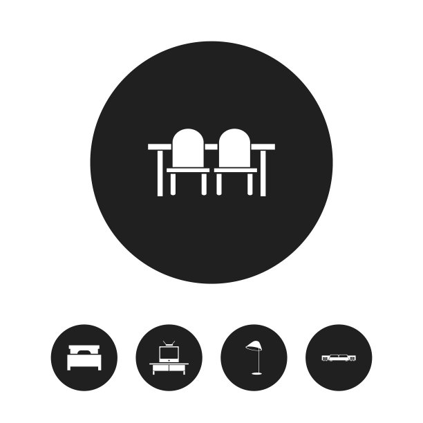 一套5可编辑的家具图标包括图片下载