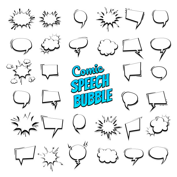 大set手绘效果喜剧演讲泡泡图片下载