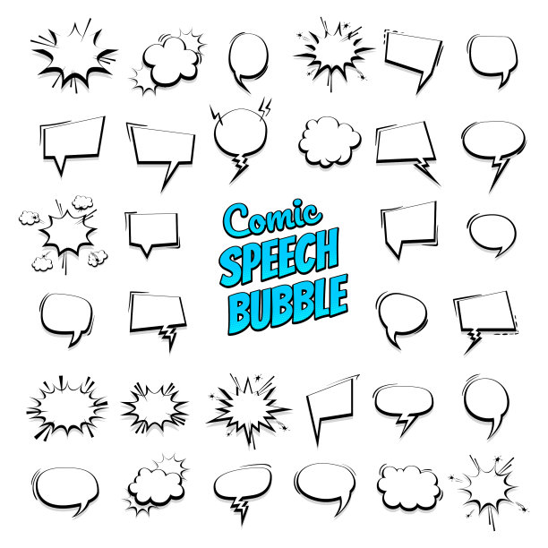 大set手绘效果喜剧演讲泡泡图片下载