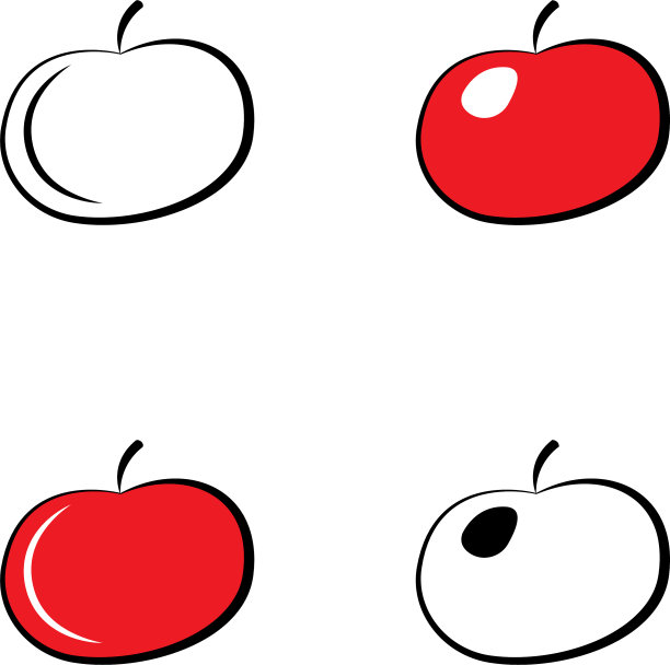 彩色的苹果图标设置孤立在白色图片下载