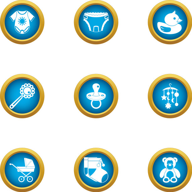 儿童服装图标设置扁平风格图片下载