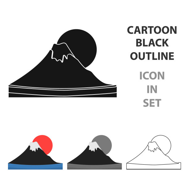 富士山图标卡通风格孤立在白色图片下载