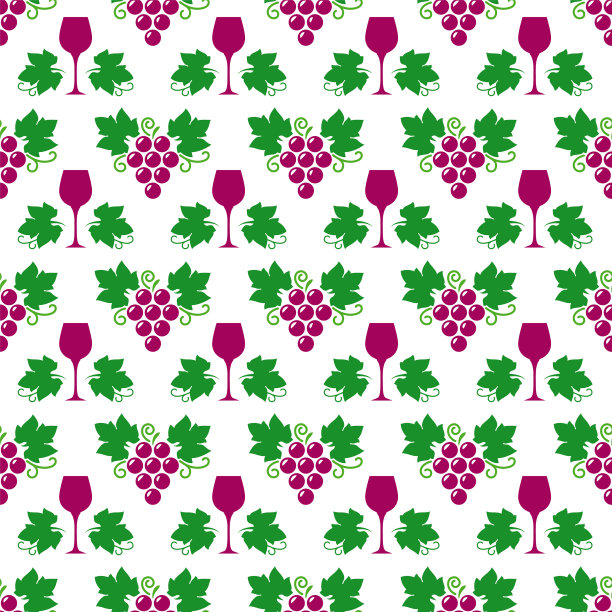 葡萄叶子和酒杯图案图片下载