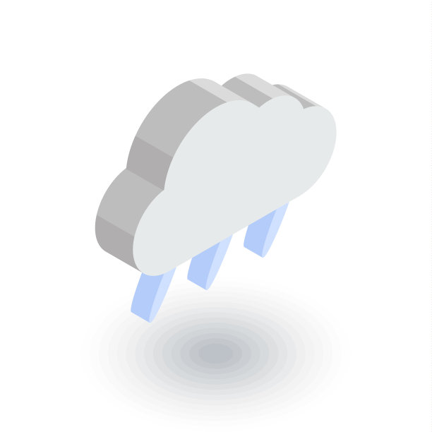云雨天气等距平面图标3d图片下载
