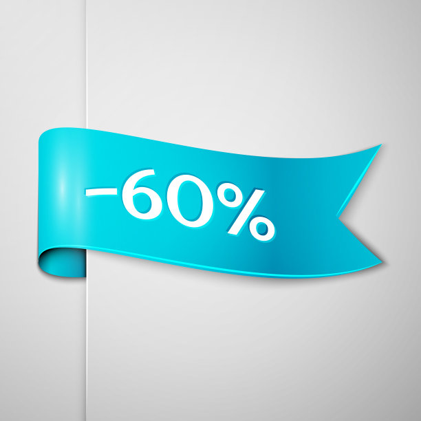 蓝丝带与文字六折图片下载