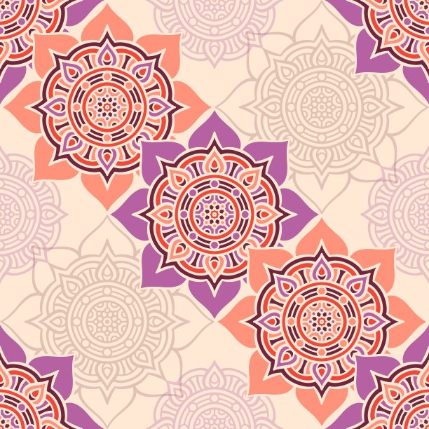 民族花卉无缝图案图片下载