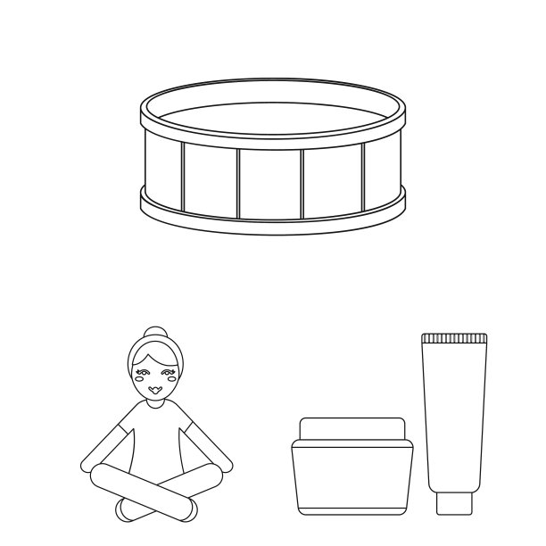 水疗沙龙和设备轮廓图标设置图片下载