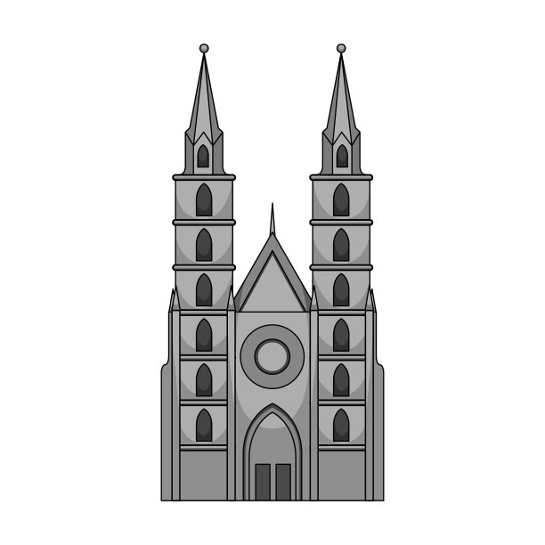 在单色风格的建筑中建立单一图标图片下载