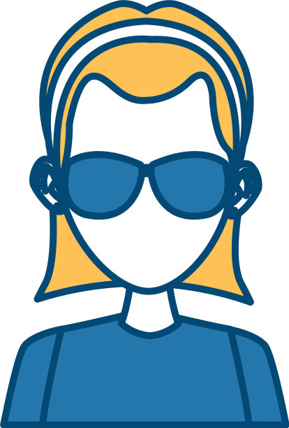 戴着墨镜的年轻女子卡通形象图片下载