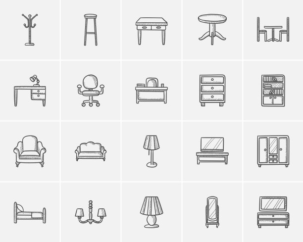家具素描图标集图片下载