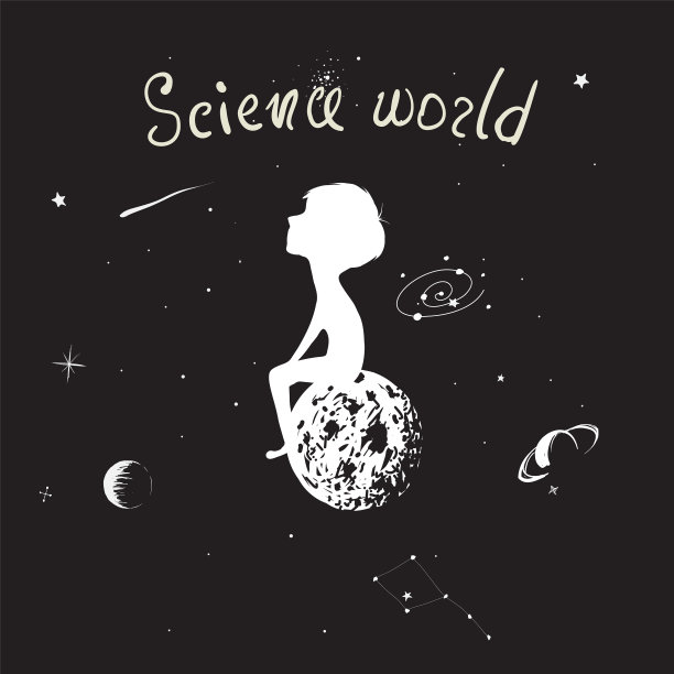 男孩坐在月亮上图片下载