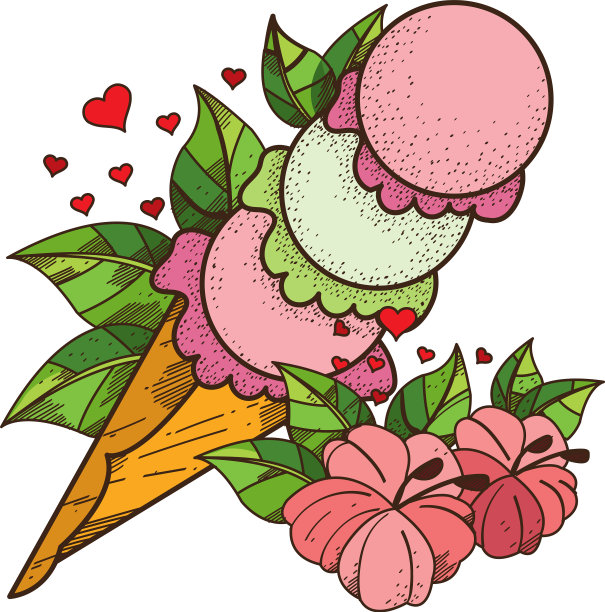 冰淇淋甜筒，甜点色图片下载