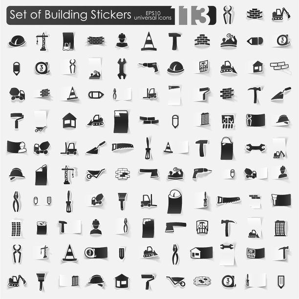 建筑贴纸套装图片下载