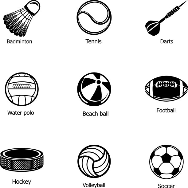 运动物品图标设置简单的风格图片下载