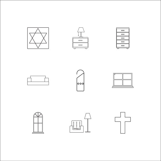 家具轮廓图标集图片下载