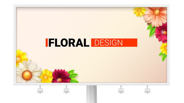 花卉设计的广告牌与春天图片下载