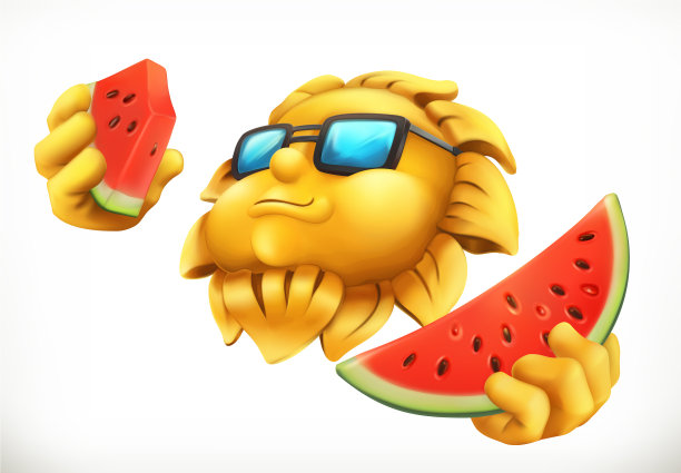有趣的夏季太阳西瓜3d图标图片下载