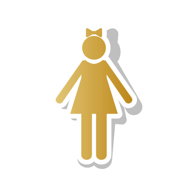 女孩展示金色渐变标志图片下载