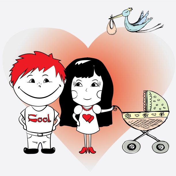 一对爱着婴儿车的夫妇图片下载