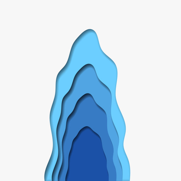 3d抽象纸切割蓝色波浪背景图片下载
