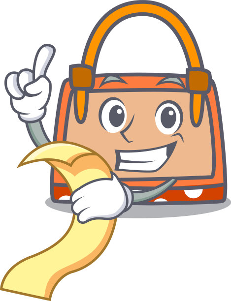 带有菜单的卡通手袋吉祥物图片下载