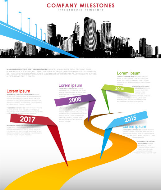 信息图表公司里程碑时间轴模板图片下载