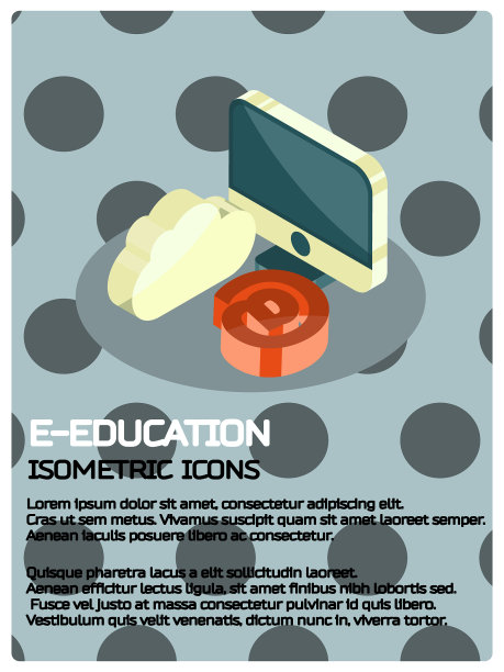 电子教育彩色等距海报图片下载