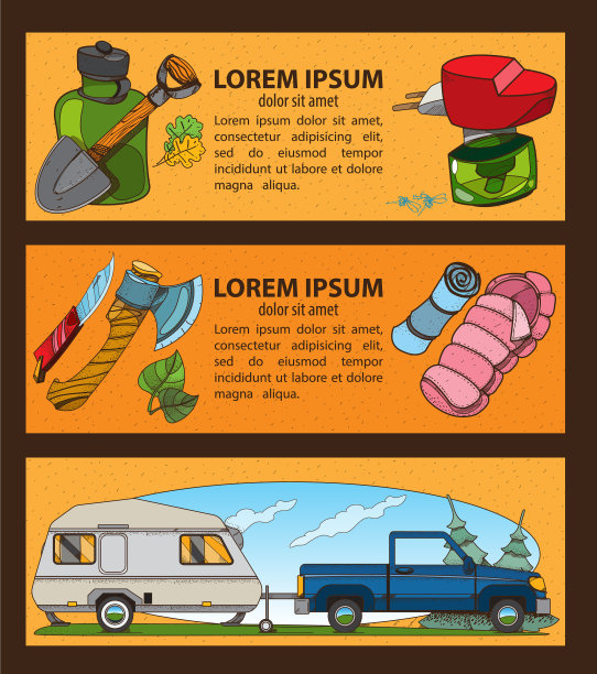 旅游和旅游横幅上的一套颜色图片下载