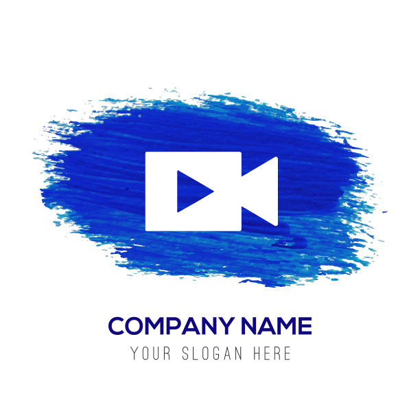 照片相机图标-蓝色水彩背景图片下载