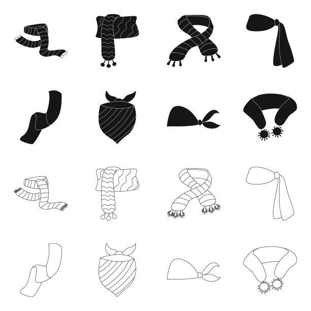 围巾和披肩图标集图片下载