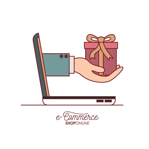 手提电脑与手握礼品的侧视图e图片下载