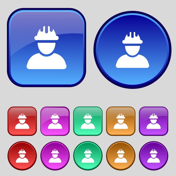 建筑工人建造者标志一套图片下载