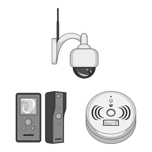 闭路电视和摄像标志的孤立对象图片下载