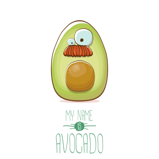 有趣的卡通可爱的绿色鳄梨角色图片下载