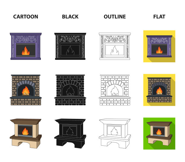 火温暖和舒适的壁炉集图片下载
