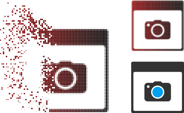 消散像素半色调照片相机日历图片下载