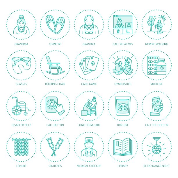 现代线条象征着老人和老人的关怀图片下载